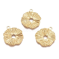 Textured 304 Stainless Steel Pendants, Flower, Hollow, Jewelry Making, for Women, Golden, 21x18x1mm, Hole: 1.8mm(X-STAS-G218-04G)