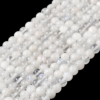 Nature Rainbow Moonstone Round Bead Strands, Grade A, 4~4.5mm, Hole: 1mm, about 98pcs/strand, 15 inch