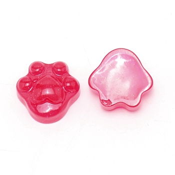Transparent Resin Cabochons, with Glitter Powder, Cat Claw, Cerise, 16.5x16.5x8mm