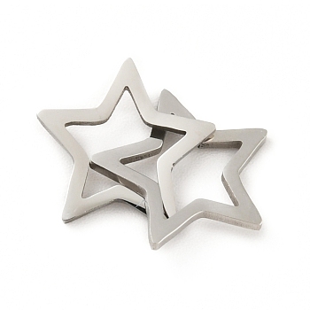 201 Stainless Steel Pendants, Hollow, Star, Stainless Steel Color, 18mm
