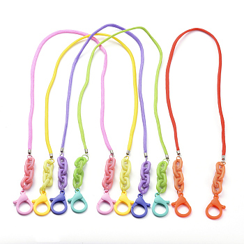 Personalized Dual-use Items, Necklaces or Eyeglasses Chains, with Polyester & Spandex Cord Ropes, Iron Cord End, Acrylic Linking Rings and Plastic Lobster Claw Clasps, Mixed Color, 26.77 inch(68cm)