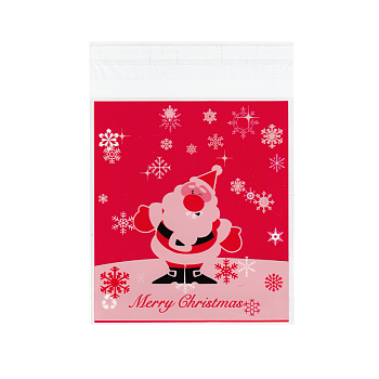 Rectangle OPP Cellophane Bags for Christmas, Red, 13.9x9.9cm, Unilateral Thickness: 0.035mm, Inner Measure: 11x9.9cm, about 95~100pcs/bag