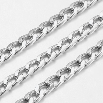 Aluminium Twisted Chains Curb Chains, Unwelded, Lead Free and Nickel Free, Oxidated in Silver, Size: about Chain: 9mm long, 5mm wide, 1.5mm thick