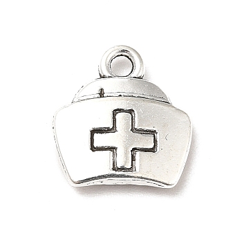 Tibetan Style Alloy Charms, Nurse Cap Charms, Antique Silver, 12.5x11.5x2.5mm, Hole: 1.5mm, about 909pcs/1000g