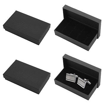 Paper Cardboard Jewelry Gift Boxes, with Velvet Inside, Rectangle, Black, 7.9x13.45x2.95cm