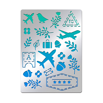 Travel Theme Custom Stainless Steel Cutting Dies Stencils, for DIY Scrapbooking/Photo Album, Decorative Embossing, Matte Stainless Steel Color, Plants Pattern, 19x14cm