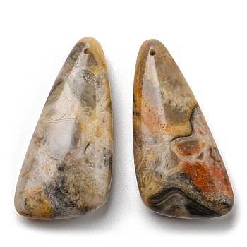 Natural Crazy Agate Pendants, Triangle, 46x21~23x8.5~9mm, Hole: 1.5mm