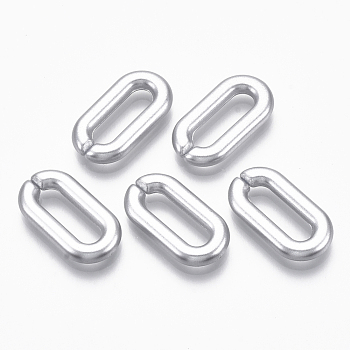 Spray Painted CCB Plastic Linking Rings, Quick Link Connectors, For Jewelry Cable Chains Making, Oval, Silver, 20x11x3mm, Inner Diameter: 4x14mm