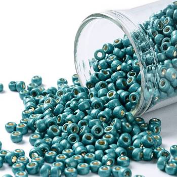 TOHO Round Seed Beads, Japanese Seed Beads, (PF569F) PermaFinish Turquoise Metallic Matte, 8/0, 3mm, Hole: 1mm, about 222pcs/10g