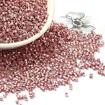 Electroplate Glass Seed Beads, Metallic Colours, Cylinder, Rose Gold Plated, 2x1.5mm, Hole: 1mm, about 58967pcs/pound
