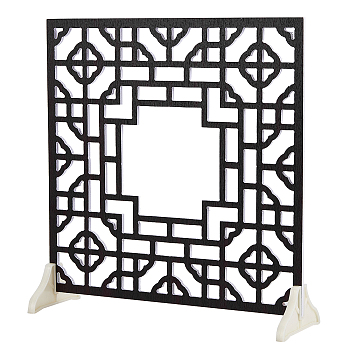 Retro Chinese Photographic Prop, Wooden Background Plates, Wood Window, with Plastic Holders, Square with Pattern, Other Pattern, 280x280x5mm, 3pcs/set