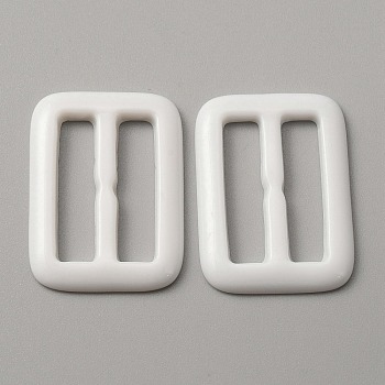 Rectangle Resin Buckle Clasps, For Webbing, Strapping Bags, Garment Accessories, White, 41.5x30x4mm, Hole: 30x7.5mm