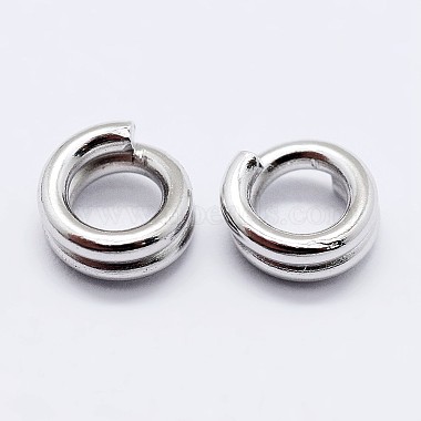 Rhodium Plated 925 Sterling Silver Split Jump Rings(STER-F036-01P-0.6x8mm)-2
