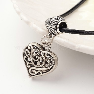 Heart Tibetan Style Alloy Pendant Necklaces(NJEW-F197-12)-3