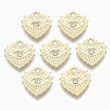 Real 18K Gold Plated Heart Alloy+Rhinestone Charms
