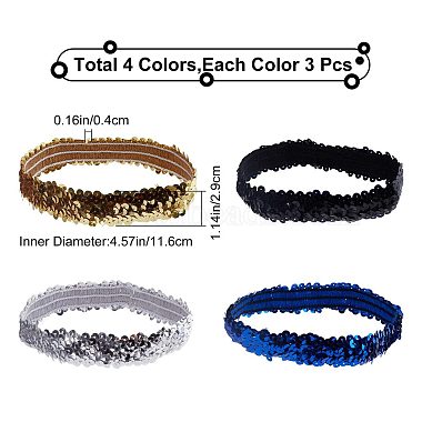 12Pcs 4 Colors Yarn & Rubber Elastic Headbands(OHAR-GF0001-17)-2