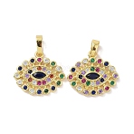 Real 18K Gold Plated Brass Micro Pave Cubic Zirconia Pendants, Cadmium Free & Nickel Free & Lead Free, Evil Eye Charms, Colorful, 16x18x2.5mm, Hole: 6x3.5mm(KK-L209-038G-01)