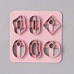 ABS Plastic Clay Cutters, Clay Molds, Round/Oval, Rhombus, 10x10x1cm, Inner Diameter: 3.1~3.5x1.8~3cm(DIY-WH0021-34A)