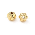 Brass Beads, Pumpkin, Rack Plating, Long-Lasting Plated, Lead Free & Cadmium Free, Real 18K Gold Plated, 8x7mm, Hole: 1.8mm(KK-D289-42G)