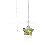 Glass Star Charms Ceiling Fan Pull Chain Extenders, with Iron Ball Chains, Platinum, Yellow, 621mm(HJEW-TAC0160)