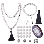 SUNNYCLUE DIY Buddha Necklace Making, with Natural Howlite Round Beads, Alloy Guru Bead Sets, Polyester Tassel Pendant Decorations and Alloy Beads, Mixed Color(DIY-SC0003-22)