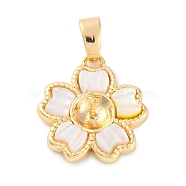 Brass Pendant Bails, with Rsein, Bead Cap Bails, Flower, Real 14K Gold Plated, 15x14x5mm, Hole: 3x4.5mm(KK-A232-04G)