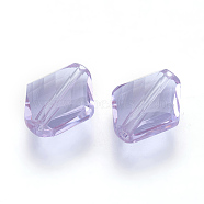 K9 Glass, Imitation Austrian Crystal Beads, Grade AAA, Faceted, Rhombus, Lilac, 14~14.5x12x5~7mm, Hole: 0.9~1mm(X-SWAR-F080-12x14mm-04)