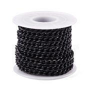Aluminium Curb Chains, Unwelded, with Spool, Electrophoresis Black, 7x5x1.5mm, about 16.40 Feet(5m)/Roll(CHA-TAC0005-01EB)