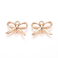 Brass Links, Long-Lasting Plated, Bowknot, Real 14K Gold Plated, 10x14x2mm, Hole: 1.6mm(KK-L198-004LG)