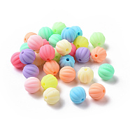 Rubberized Style Acrylic Beads, Grooved Beads, Round, Mixed Color, 11.5x11mm, Hole: 2mm, 588pcs/500g(SACR-P018-09M)