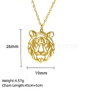 Stainless Steel Geometric Artistic Hollow Animal Pendant Necklaces, Clavicle Chain Necklaces for Women, Golden, Lion, 17.72 inch(45cm)(JK0174-11)