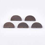 Painted Natural Wood Beads, Semicircle, Coconut Brown, 10x20x4mm, Hole: 1.5mm(WOOD-T021-05A-03)