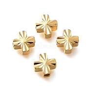 Brass Beads, Real 18K Gold Plated, Cross, 6x6x2mm, Hole: 1.4mm(KK-Z092-01B-G)