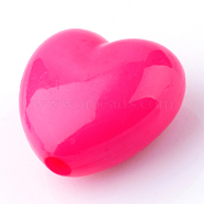 Opaque Acrylic Beads, Heart, Deep Pink, 12x14.5x5.5mm, Hole: 1.5mm, about 850pcs/500g(SACR-S788-C04)