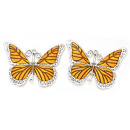 Alloy Enamel Big Pendants, Butterfly, Antique Silver, Goldenrod, 64x86x3mm, Hole: 3.5mm and 2.5mm(ENAM-L029-07P)