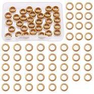 304 Stainless Steel Big Hole Beads, Textured, Rondelle, Golden, 8x4mm, Hole: 5mm, 50pcs/box(STAS-SZ0001-85G)