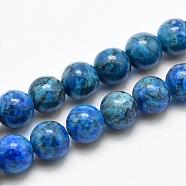 Natural Marble Beads Strands, Round, Dyed & Heated, Royal Blue, 6mm, Hole: 1mm, about 62pcs/strand, 15 inch(38cm)(G-K211-6mm-C)