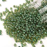 TOHO Round Seed Beads, Japanese Seed Beads, (380) Inside Color Topaz/Mint Julep Lined, 8/0, 3mm, Hole: 1mm, about 1110pcs/50g(SEED-XTR08-0380)