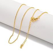 Brass Cable Chain Necklaces for Women, Real 24K Gold Plated, 17.87 inch(454mm)(NJEW-G084-15G)