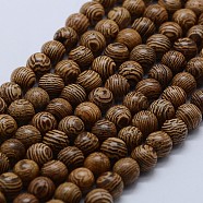 Natural Wenge Wood Beads Strands, Round, 6mm, Hole: 1mm, about 67pcs/strand, 14.2 inch(36cm)(WOOD-F006-02-6mm)