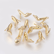 Brass Rhinestone Stilettos Pendants, Nickel Free, Real 18K Gold Plated, High-Heeled Shoes, 10x4.5x9mm, Hole: 1mm(X-KK-T014-15G)
