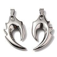 304 Stainless Steel Pendants, Chameleon/Wing/Flame Wolf Teeth, Antique Silver, 46x25x7.5mm, Hole: 4x11mm(STAS-L262-10AS)