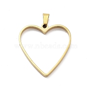 304 Stainless Steel Open Back Bezel Pendants, For DIY UV Resin, Epoxy Resin, Real 18K Gold Plated, Heart, 33x31x3mm, Hole: 8x4mm(STAS-Z091-05G-09)