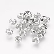 Iron Crimp Beads Covers, Cadmium Free & Nickel Free & Lead Free, Platinum, 4mm In Diameter, Hole: 1.5~1.8mm(IFIN-H029-NFN-NF)