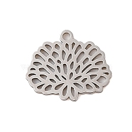 Non-Tarnish 304 Stainless Steel Pendants, Laser Cut, Hollow Birth Flower Charm, Stainless Steel Color, November Chrysanthemum, 11.5x13.5x1mm, Hole: 1.2mm(STAS-S139-06P-03)