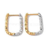 Groove Rectangle Ion Plating(IP) 304 Stainless Steel Two Tone Hoop Earrings for Women, Golden & Stainless Steel Color, 21x16mm(EJEW-L287-055GP)