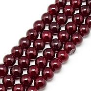 Baking Painted Crackle Glass Bead Strands, Round, Dark Red, 8mm, Hole: 1.3~1.6mm, about 100pcs/strand, 31.4 inch(DGLA-Q023-8mm-YS32)