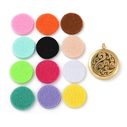 Ion Plating(IP) 316 Surgical Stainless Steel Diffuser Locket Pendants, with Perfume Pad and Magnetic Clasps, Flat Round, Golden, 36.5~37x30x6~6.5mm, Hole: 5mm, inner diameter: 23mm, 12color/set(STAS-H342-04G)