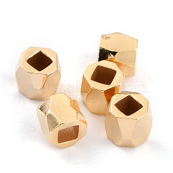 Brass Spacer Beads, Long-Lasting Plated, Faceted Column, Real 24K Gold Plated, 3x3~3.5mm, Hole: 1.4mm(KK-O133-202E-G)