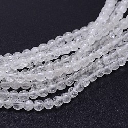 Natural Quartz Crystal Round Beads Strands, Rock Crystal Beads, 4mm, Hole: 1mm, about 89~94pcs/strand, 15~15.5 inch(X-G-J303-01-4mm)